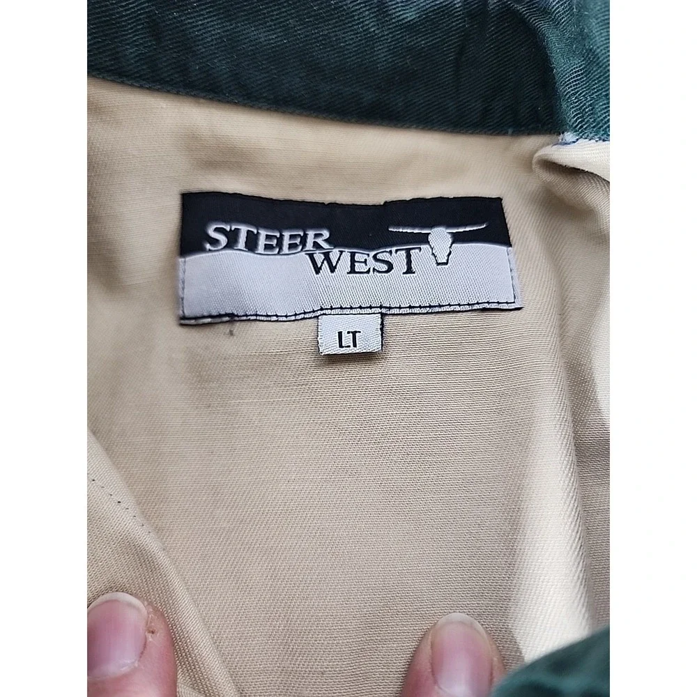 vintage 80s‎ Steer West Original color block button-down shirt. Lg TALL COTTON